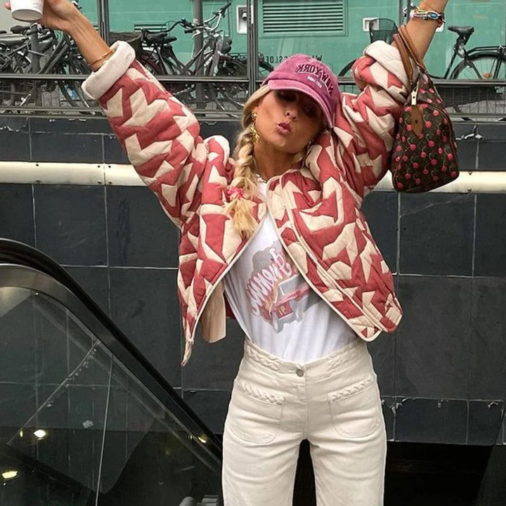 Lightweight printed summer jacket in casual loose fit with decorative surface pattern for layering