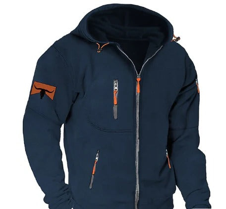 Men's full-zip hoodie sweatshirt casual winter outerwear with front pockets and clean silhouette
