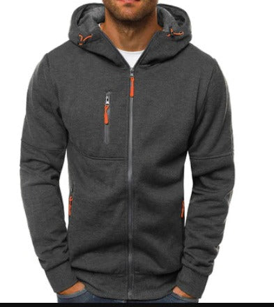 Men's full-zip hooded sweatshirt casual winter outerwear with pockets and clean silhouette