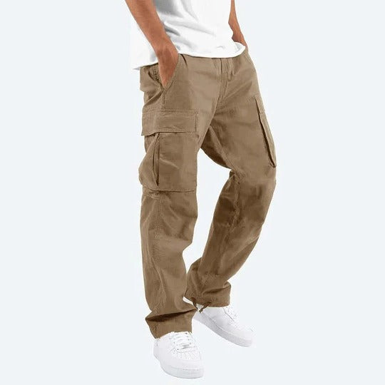 Men's straight-fit cargo pants with multiple utility pockets, durable fabric for work and everyday wear