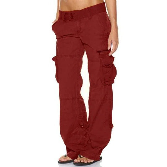 Women's relaxed-fit cargo pants with multiple utility pockets for casual everyday wear