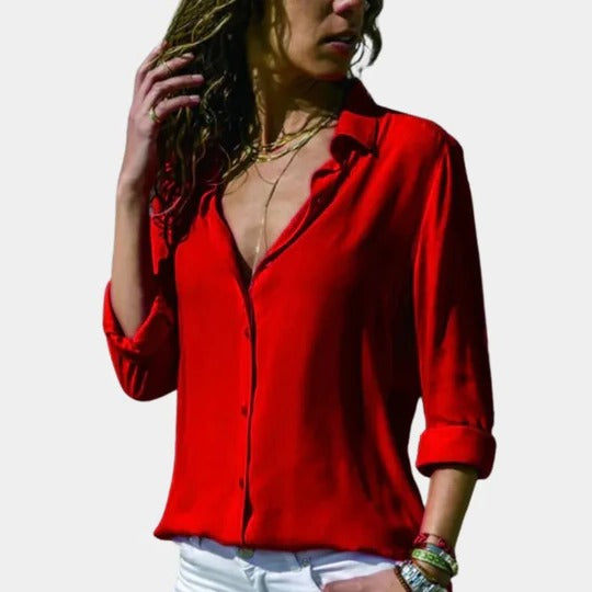 Women's lightweight neutral shirt relaxed cut minimal plain design for versatile casual wear