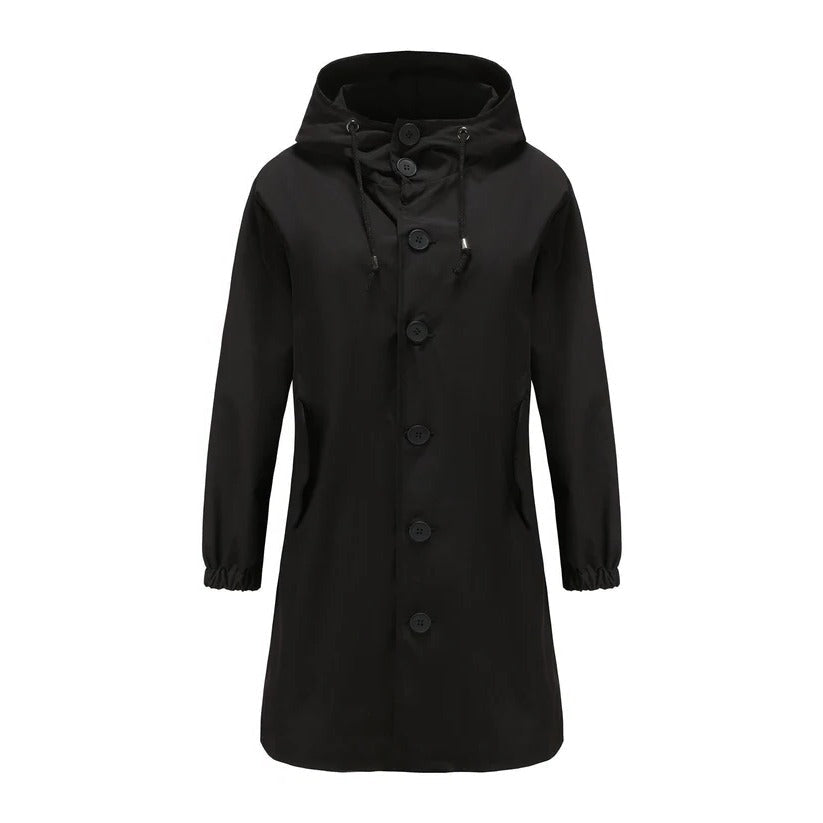 Women's lightweight hooded rain jacket, versatile all-season design with breathable construction