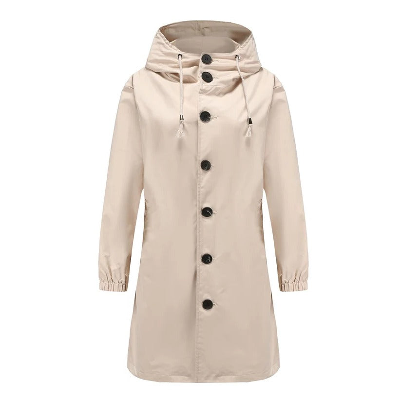 Women's lightweight hooded rain jacket, versatile year-round waterproof outerwear for outdoor activities