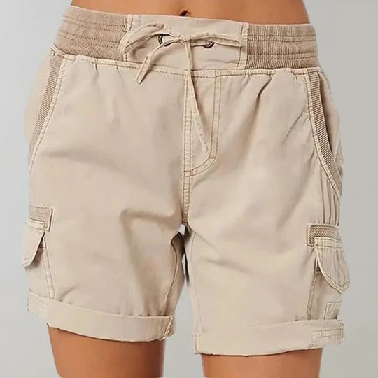 Women's high-waisted shorts relaxed cut elastic waistband lightweight breathable casual summer style