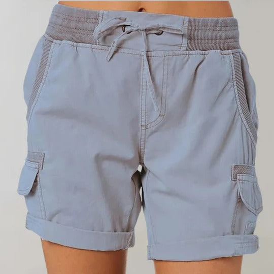 Women's high-waisted shorts relaxed cut elastic waistband lightweight breathable casual summer style