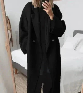 Women's oversized lapel coat relaxed fit elegant silhouette for casual or professional style