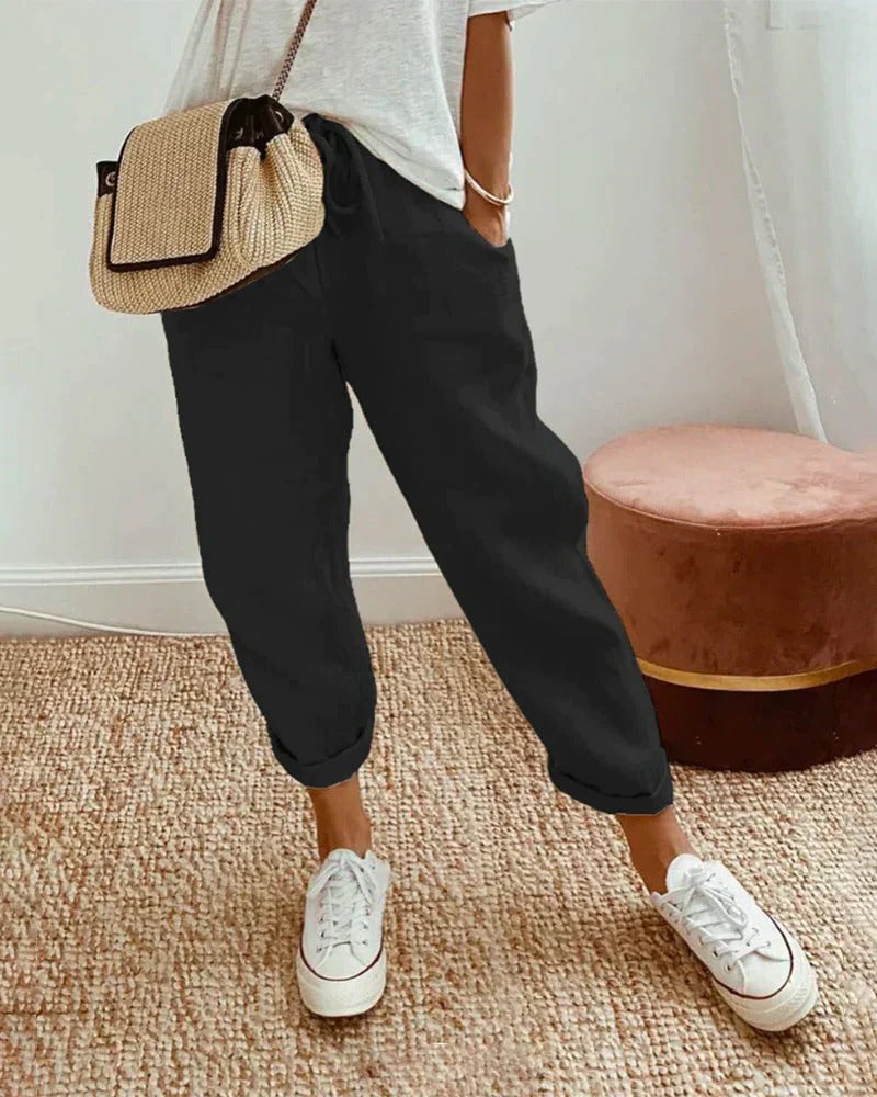 Wavlynn unisex loose-fit wide-leg pants neutral tone relaxed silhouette breathable everyday wear