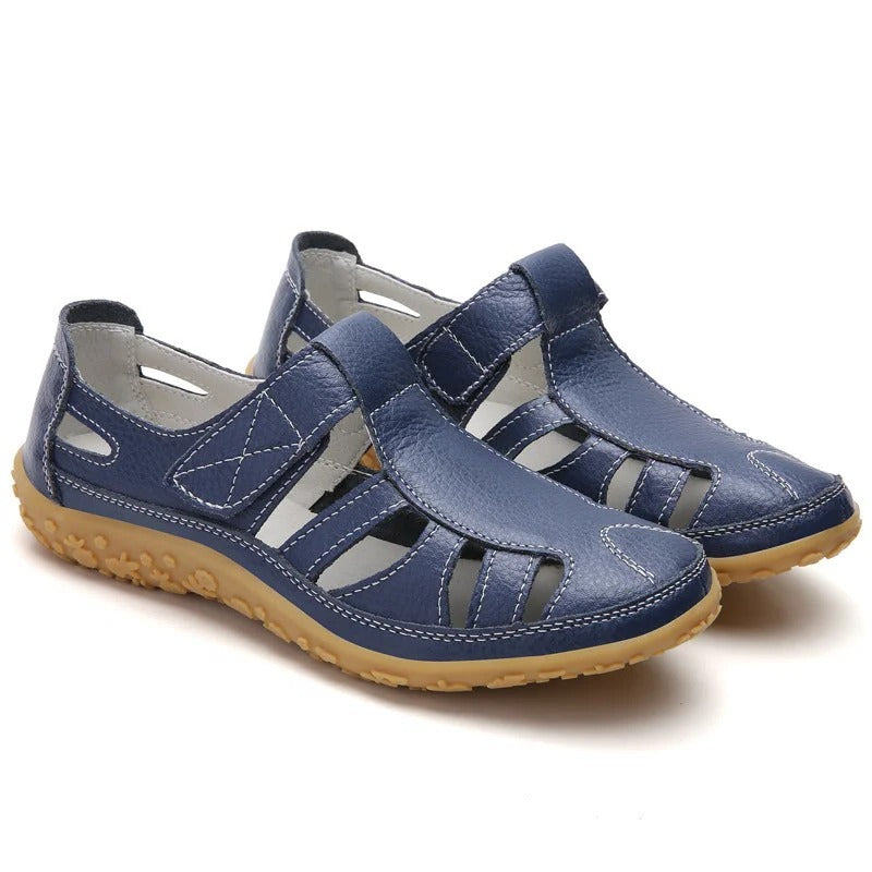 Slip-resistant support sandals with cushioned footbed designed for all-day stability and foot alignment