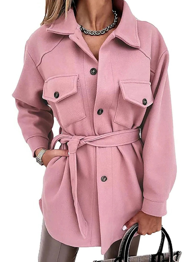 Lightweight straight-cut transitional jacket with functional pockets and fastenings for spring outdoor wear