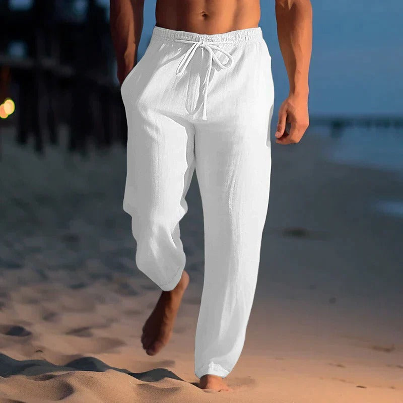 Men's slim fit lightweight trousers breathable comfort casual warm weather streamlined silhouette