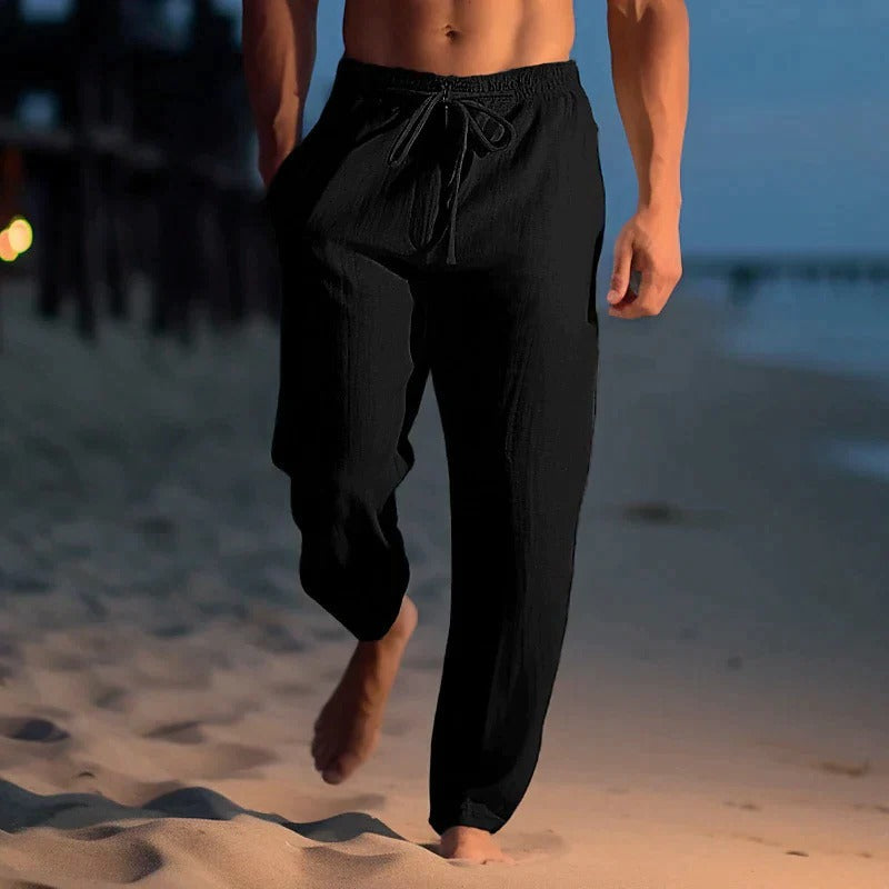 Men's slim fit lightweight trousers breathable casual summer pants streamlined silhouette warm weather
