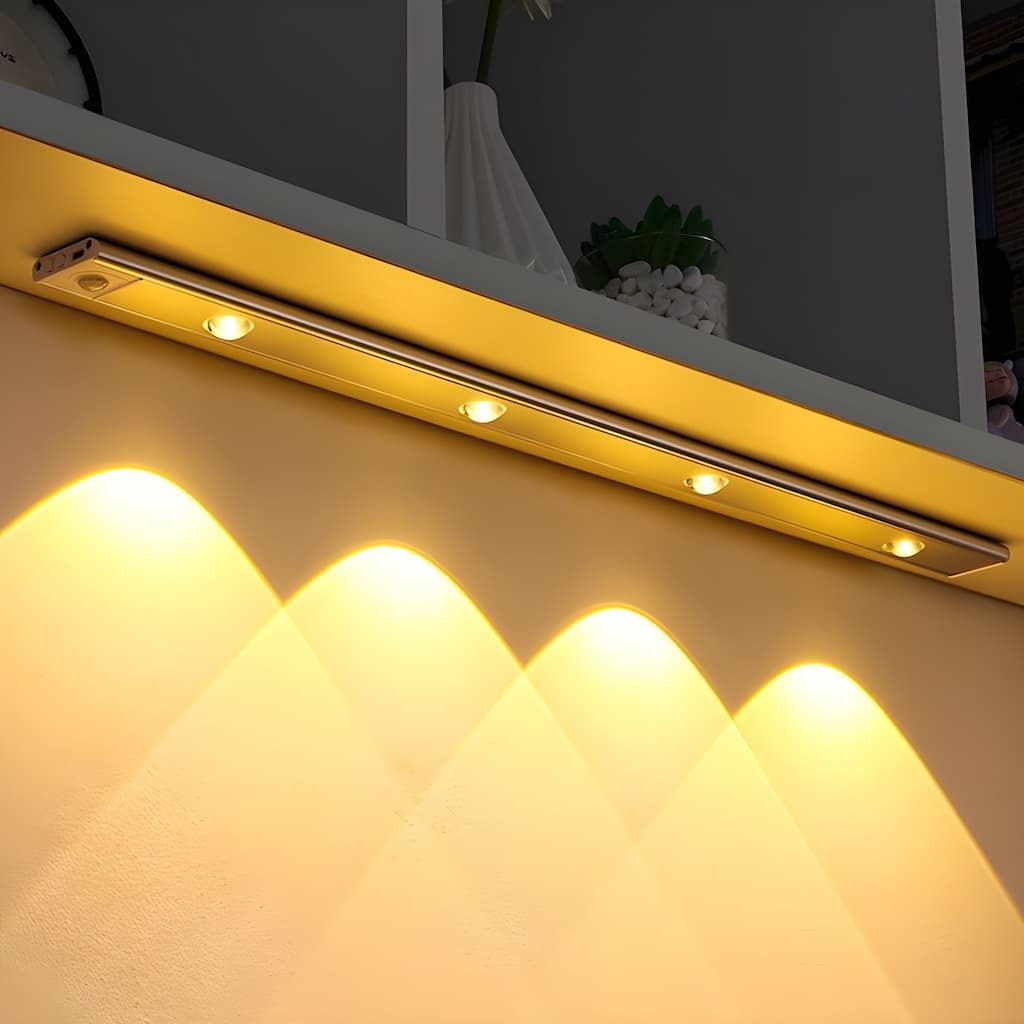 Wireless motion-activated LED light for indoor use, rechargeable, no wiring required, auto on/off
