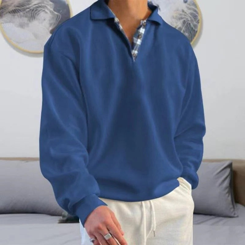 Neutral straight-cut classic pullover with relaxed adaptable fit and versatile layering design