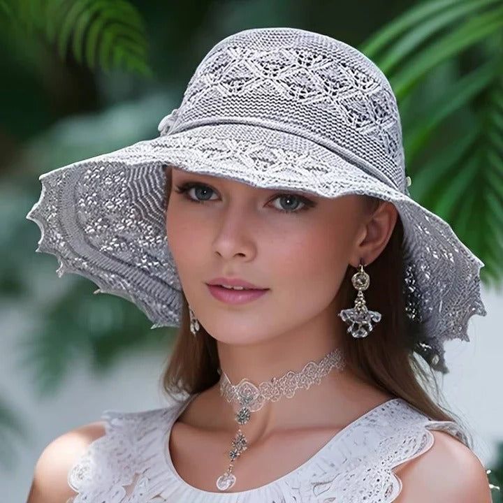 Wavlynn wide-brim sun hat beige foldable UV protection elegant lightweight summer outdoor style