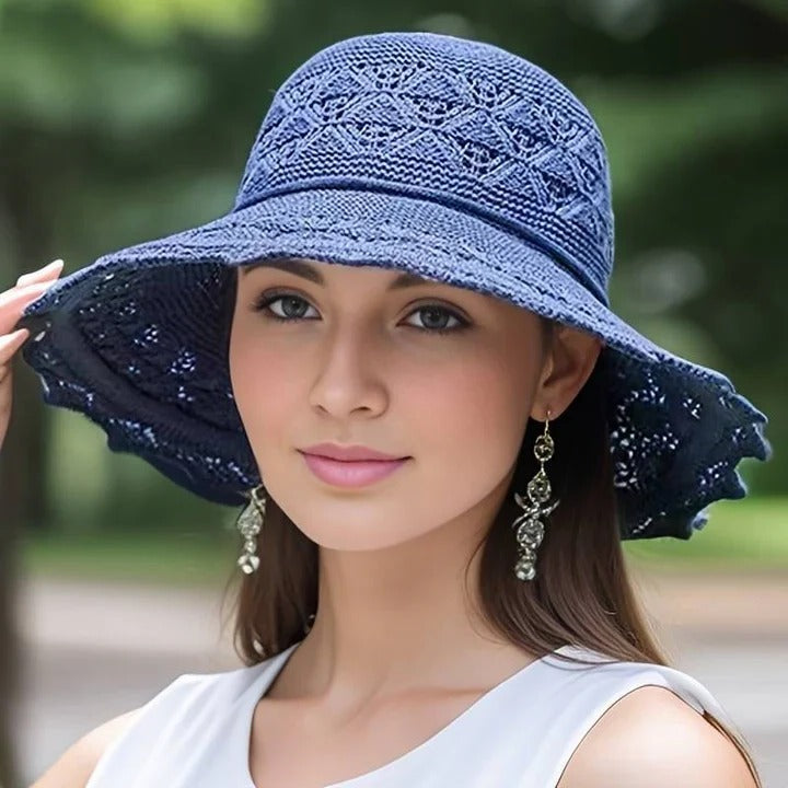 Wavlynn wide-brim sun hat foldable lightweight UV protection elegant summer style