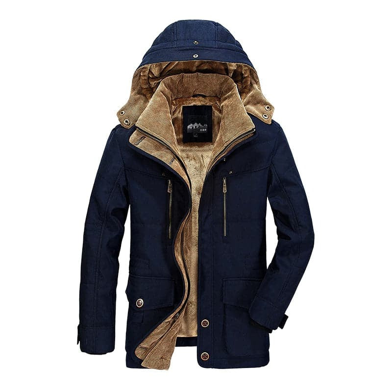 Men's insulated parka jacket with warm fleece lining, windproof cold weather outdoor winter coat
