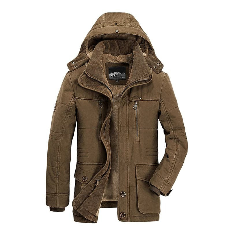 Men's insulated parka jacket with warm fleece lining, windproof cold weather outdoor winter coat
