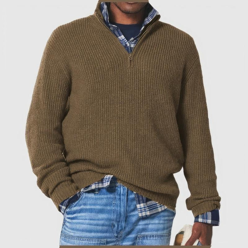 Men's classic everyday knit sweater in soft cozy texture, timeless minimalist style for smart-casual wear