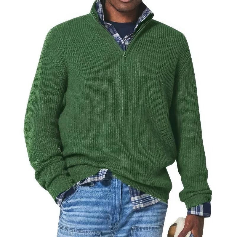 Men's classic everyday knit sweater in soft cozy texture, minimalist style with plush warm fabric