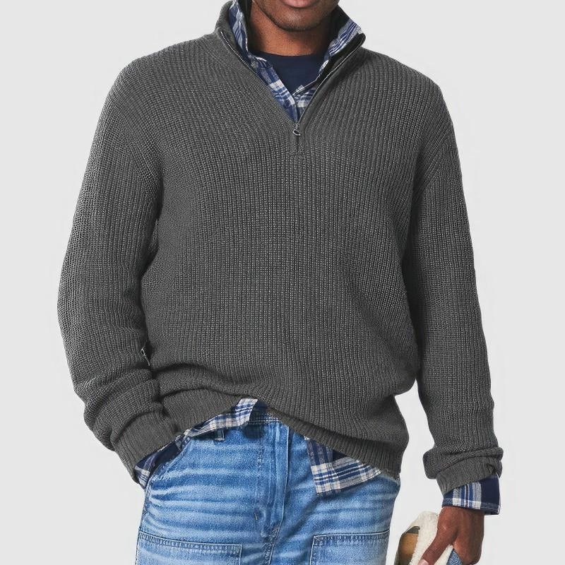 Wavlynn men's everyday sweater soft plush knit texture timeless minimalist classic style