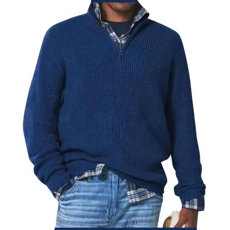 Wavlynn men's everyday sweater cozy plush knit minimalist style in classic neutral tones