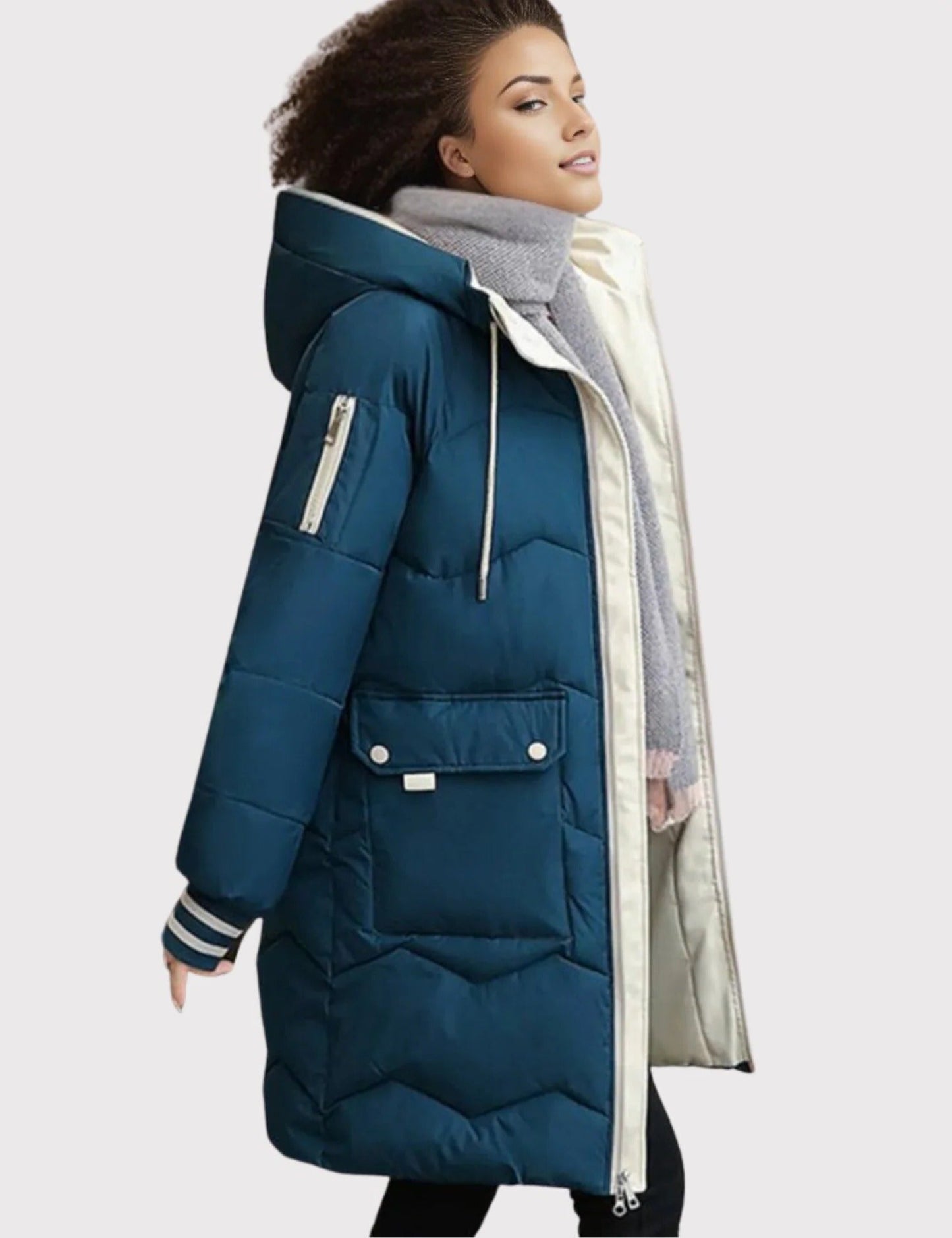 Men's black tailored fit puffer coat with soft-lined hood, insulated for cold weather warmth