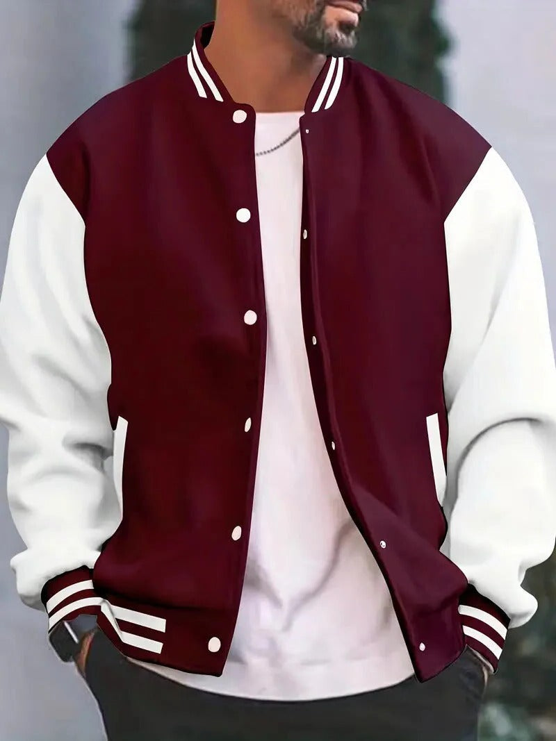 Men's lightweight bomber jacket varsity style regular fit navy blue autumn coat