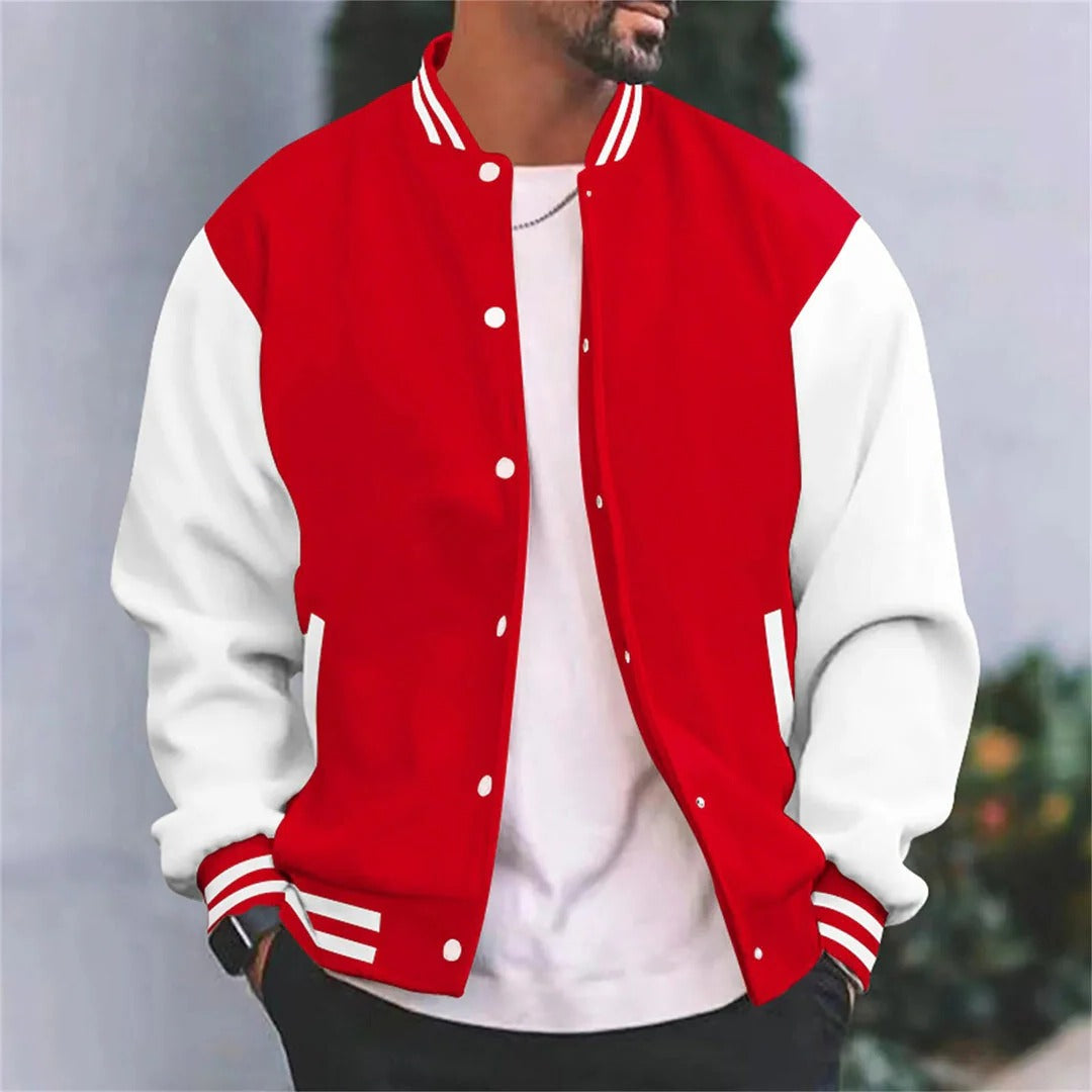 Men's lightweight baseball bomber jacket regular fit varsity-style with ribbed cuffs for autumn