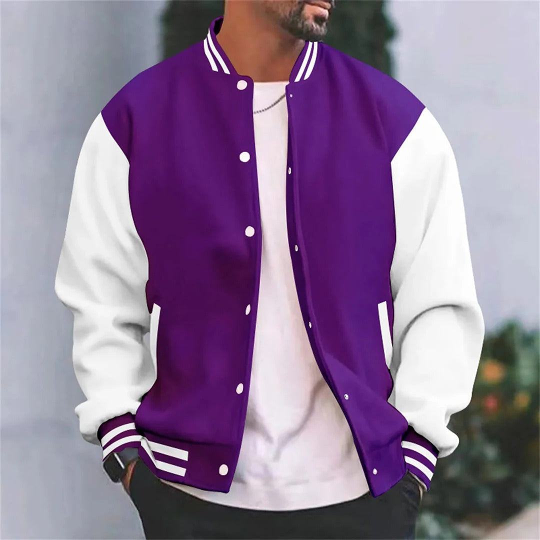 Men's lightweight bomber jacket varsity style regular fit autumn coat with baseball collar