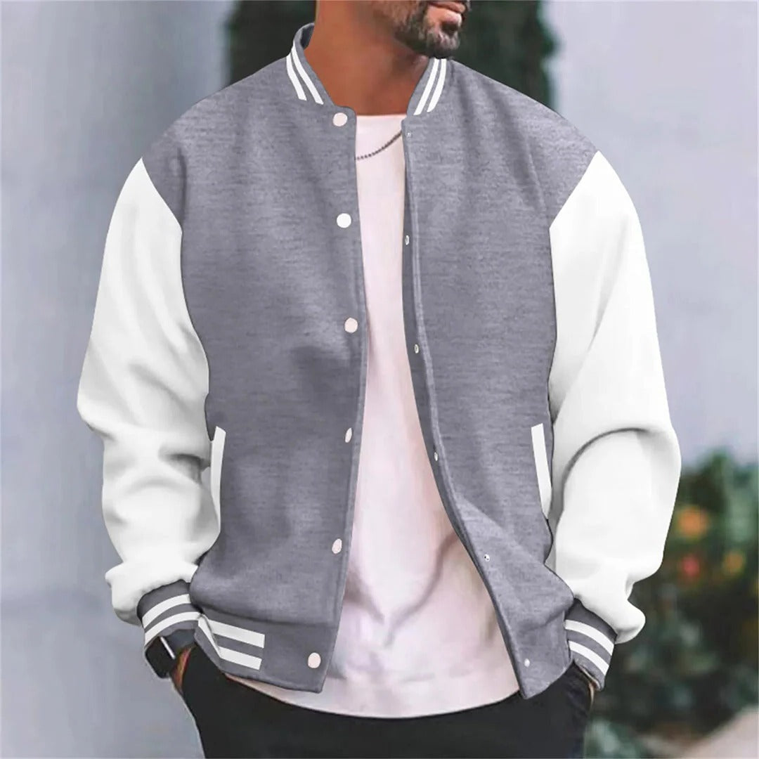 Men's lightweight baseball bomber jacket regular fit varsity-style coat for autumn casual wear