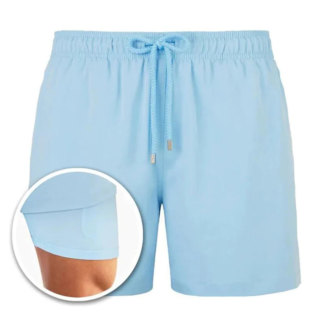 Men's quick-dry swim shorts modern fit elastic waistband breathable blue beach poolside style