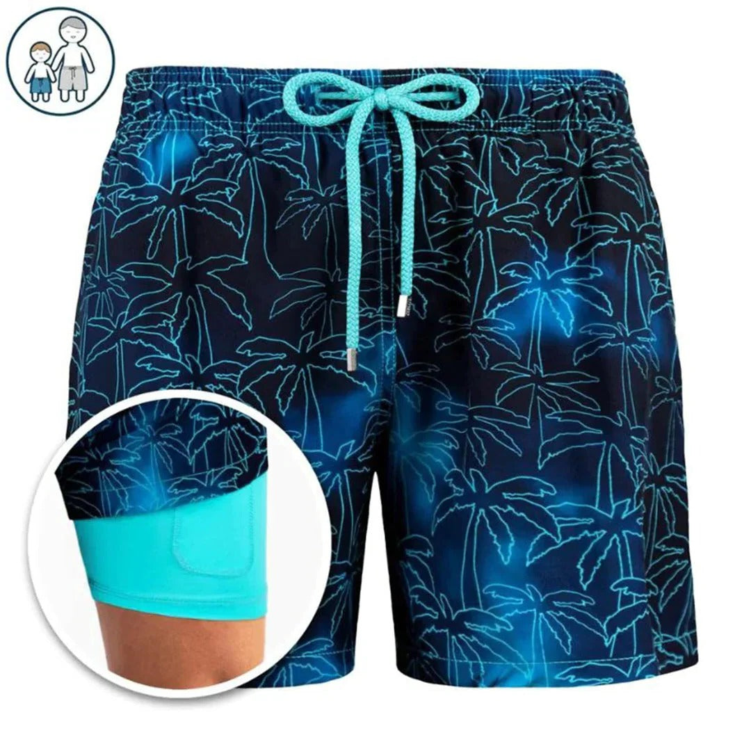 Men's quick-dry swim shorts modern fit elastic waistband versatile beach poolside navy blue
