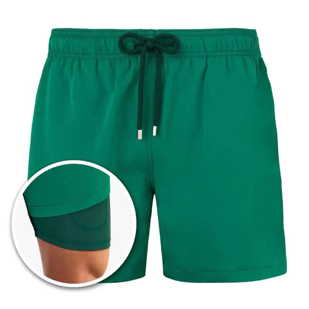 Men's quick-dry swim shorts modern fit elastic waistband versatile beach poolside navy blue