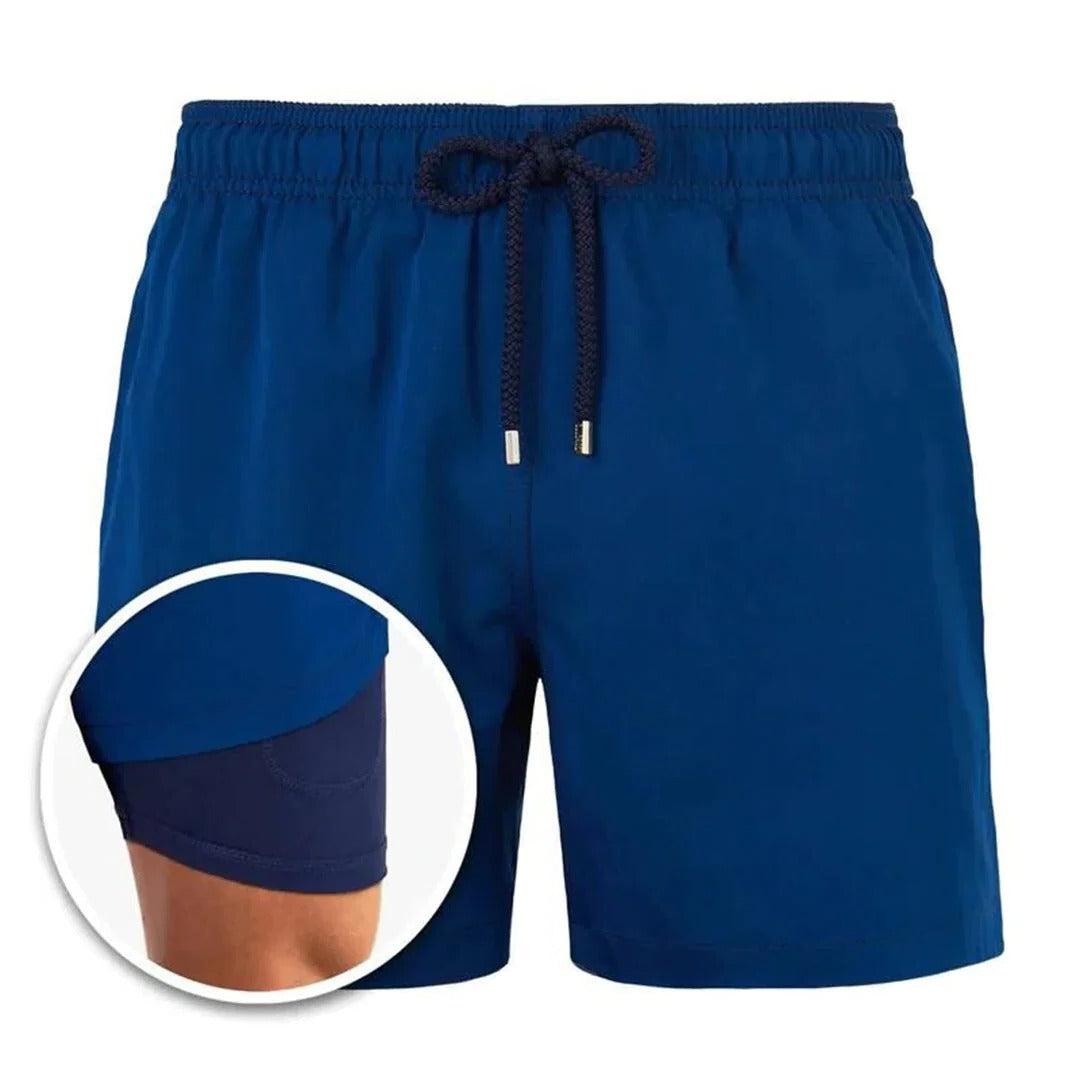 Men's quick-dry swim shorts modern fit elastic waistband breathable navy blue beach poolside