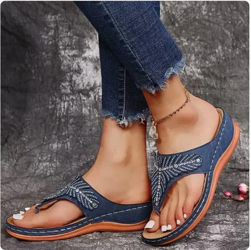 Women's comfort flip flop sandals with supportive footbed lightweight design for all-day comfort