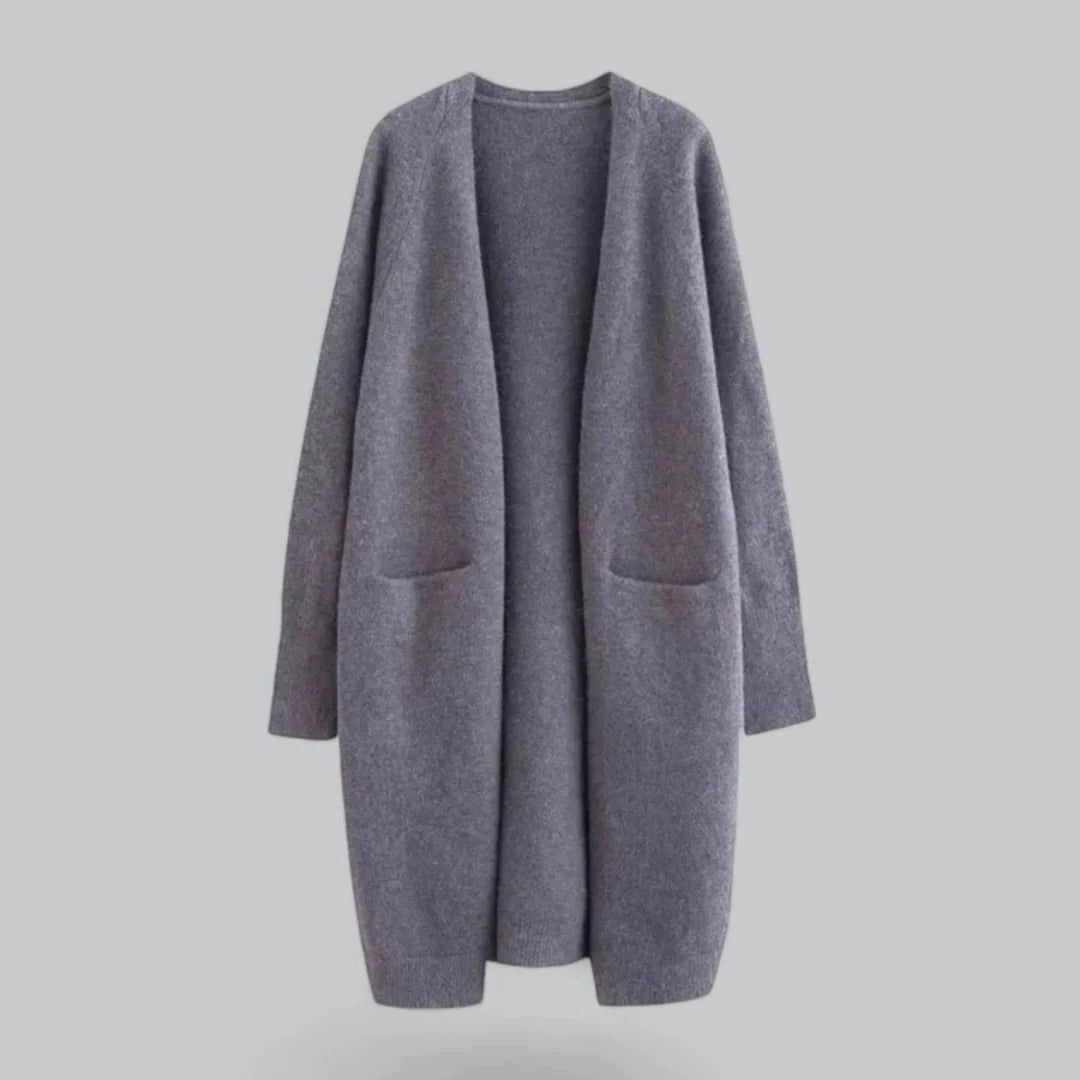 Women's longline open-front cardigan relaxed draped silhouette for effortless layering