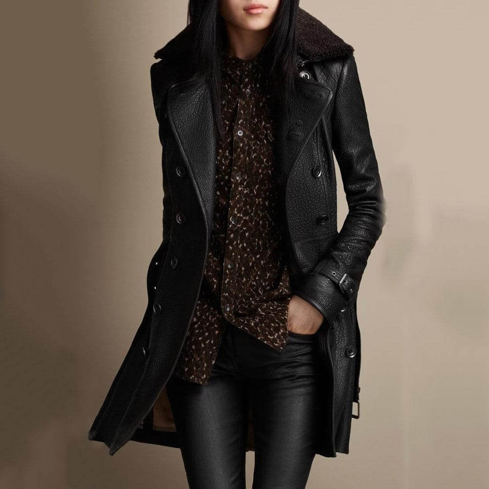 Drawstring Collared Neck Long Sleeve Winter Coat for Women main image 0