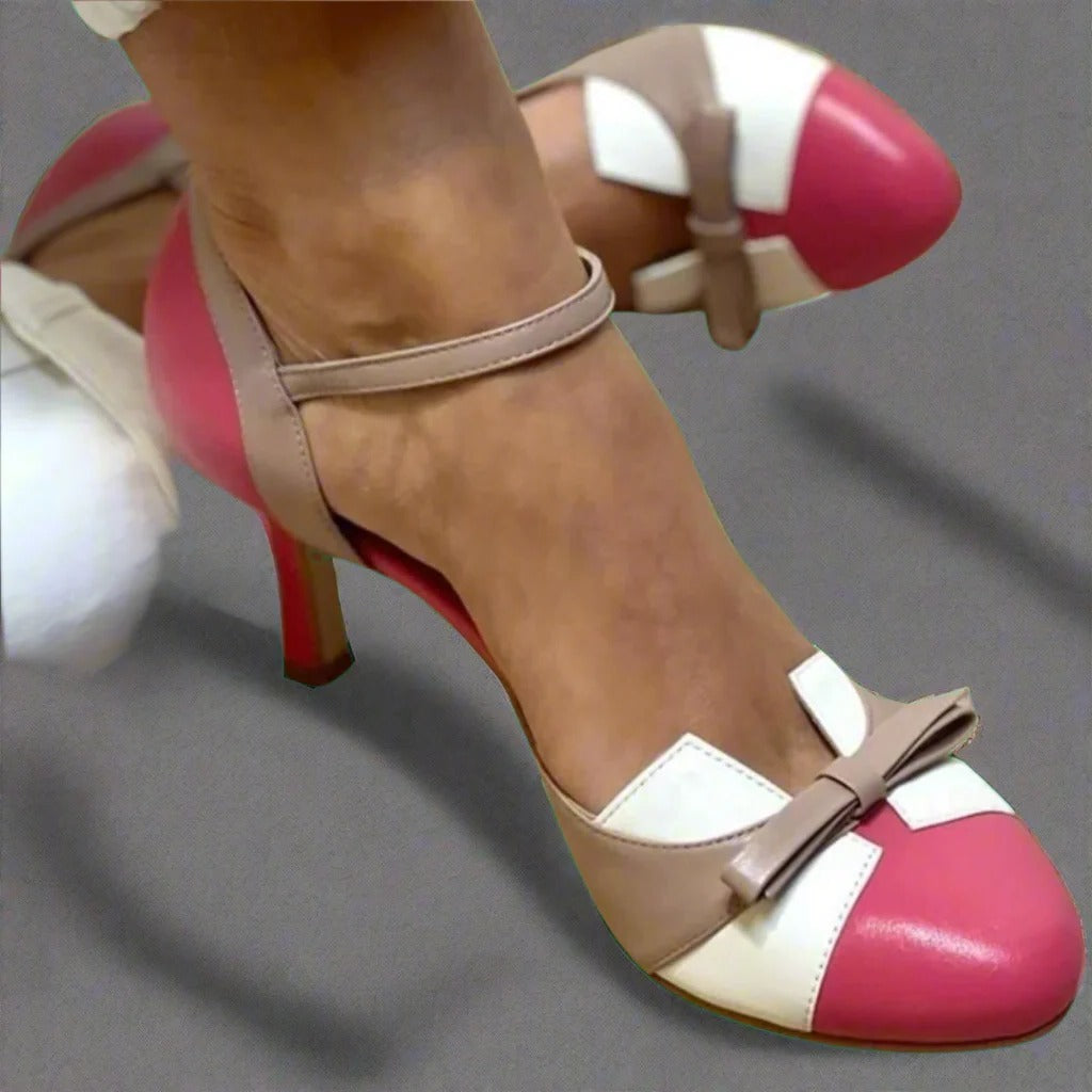 Women's comfort heeled sandals with breathable side cut-outs, cushioned comfort support, neutral tone casual style