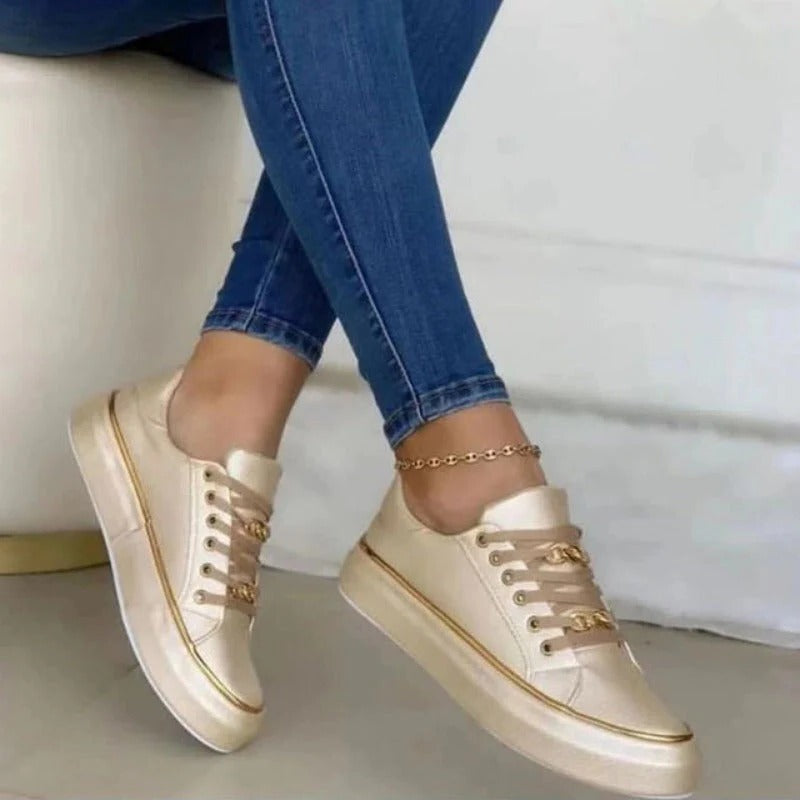 Low-Top Lace-Up Sneakers with Platform Sole