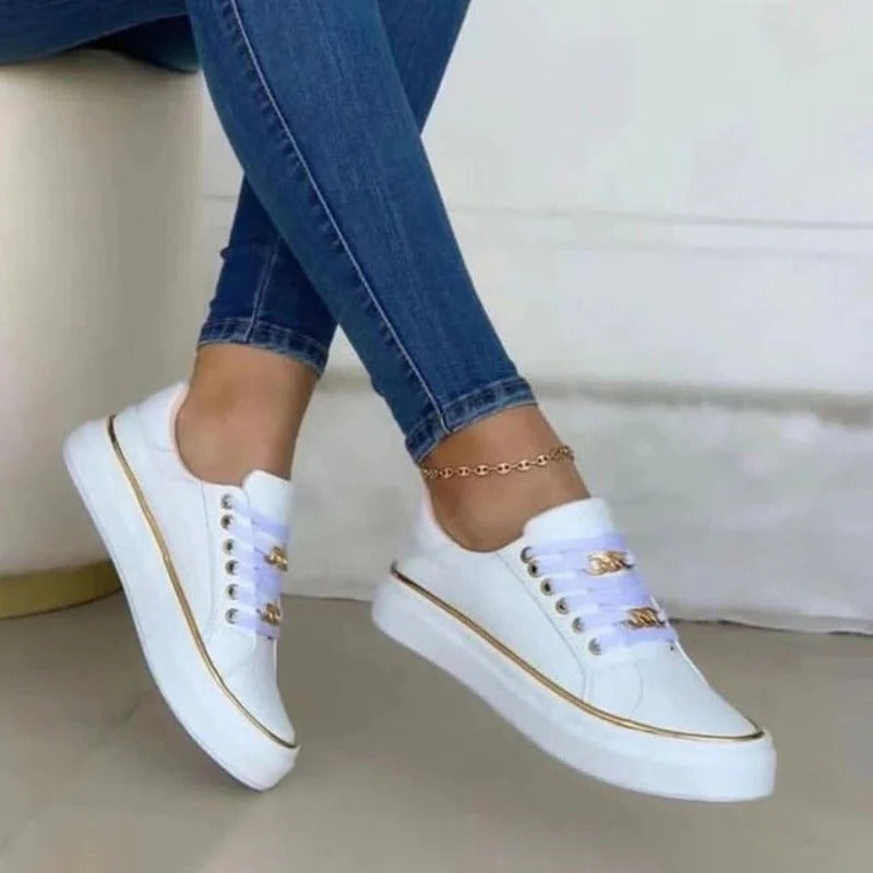 Low-Top Lace-Up Sneakers with Platform Sole