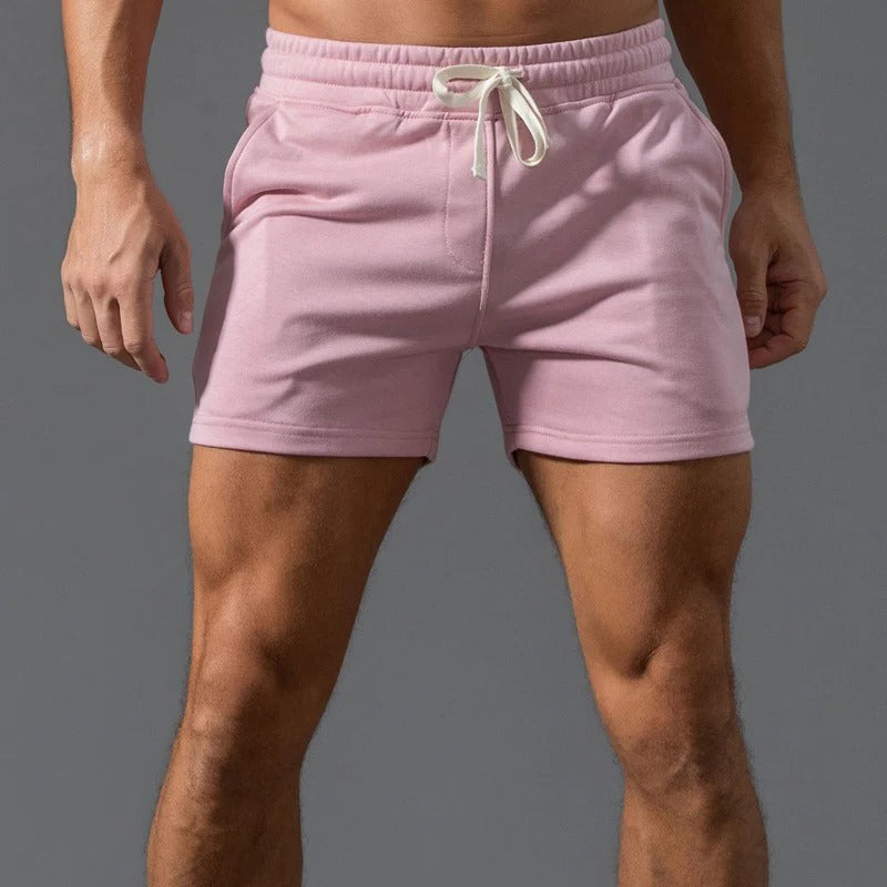 Men's lightweight casual sports shorts with elastic drawstring waist, relaxed fit for everyday wear