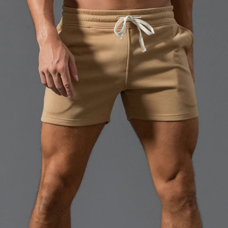 Men's lightweight casual sports shorts with elastic drawstring waist, breathable everyday fit