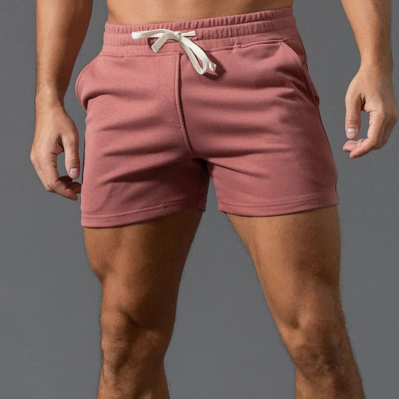 Men's lightweight casual sports shorts with elastic drawstring waist, breathable everyday fit