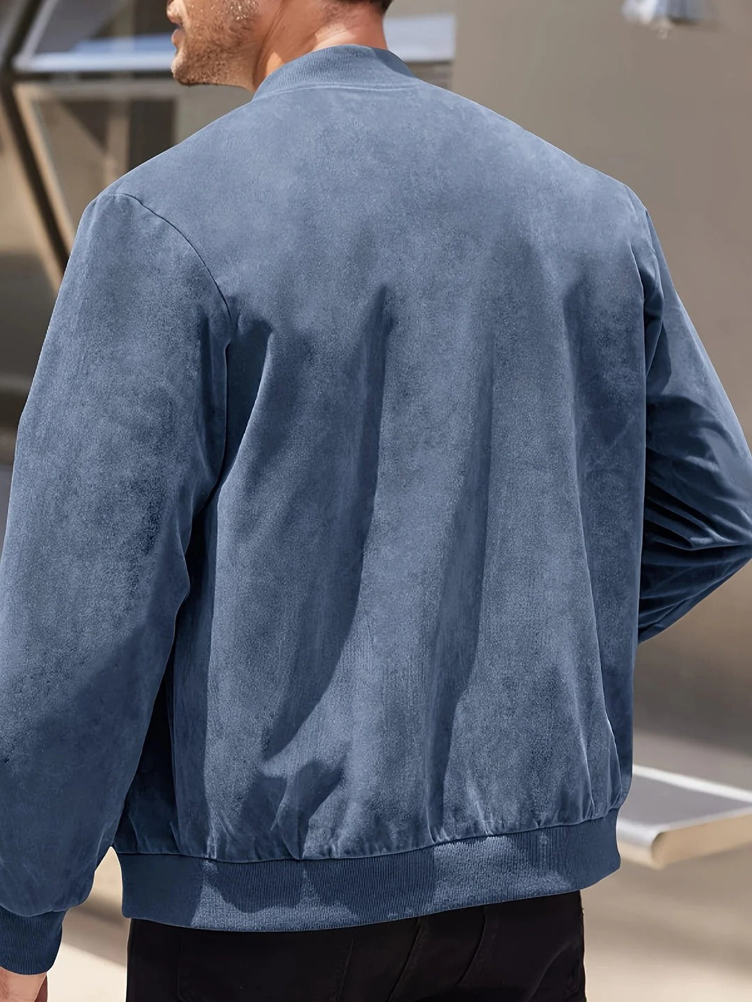 Men's lightweight full-zip casual jacket stand-up collar slim modern fit for spring layering