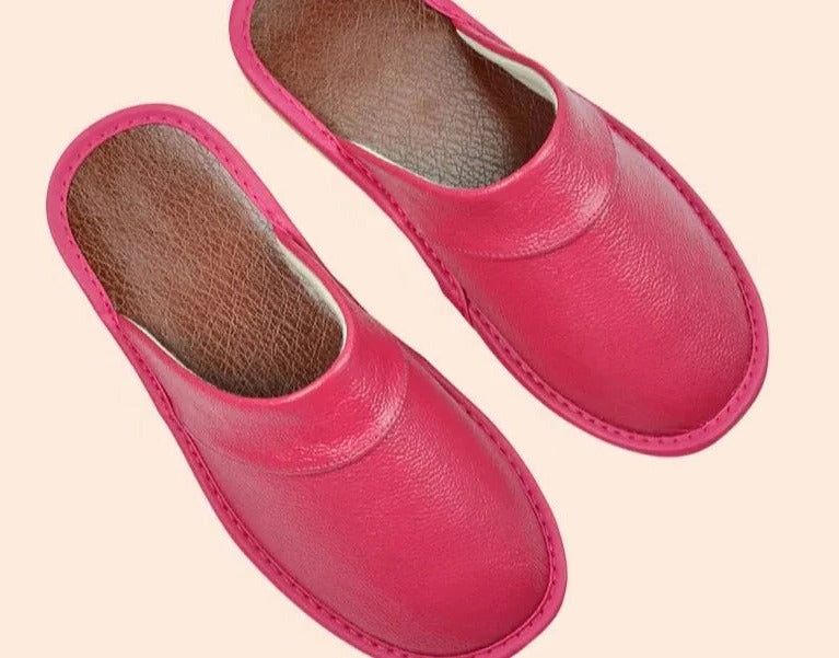 Men's brown reconstituted leather slip-on slippers lightweight cushioned casual everyday home footwear