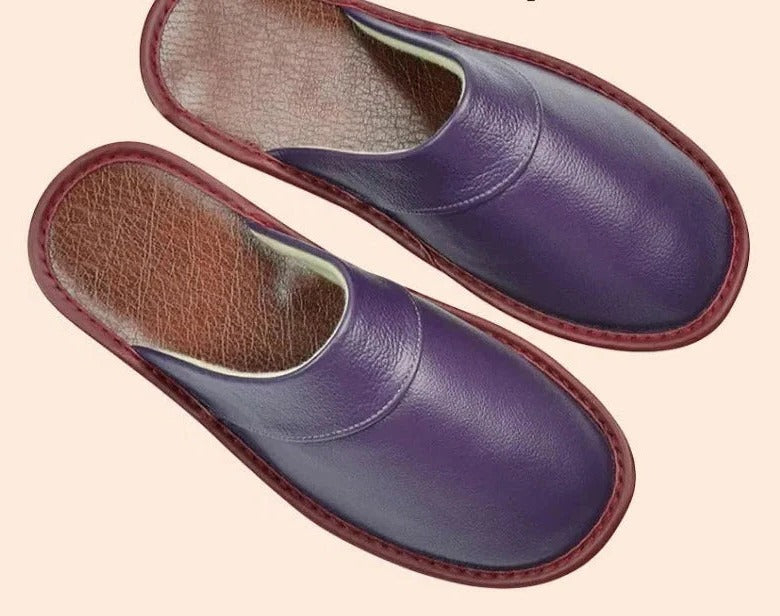 Men's brown reconstituted leather slip-on slippers lightweight cushioned comfort for home everyday wear
