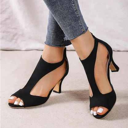 Nude comfort high heels with cushioned insoles, alignment support, and elegant chic silhouette