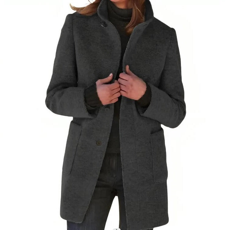Women's slim-fit everyday jacket in neutral tones, refined tailored cut ideal for commute or casual wear