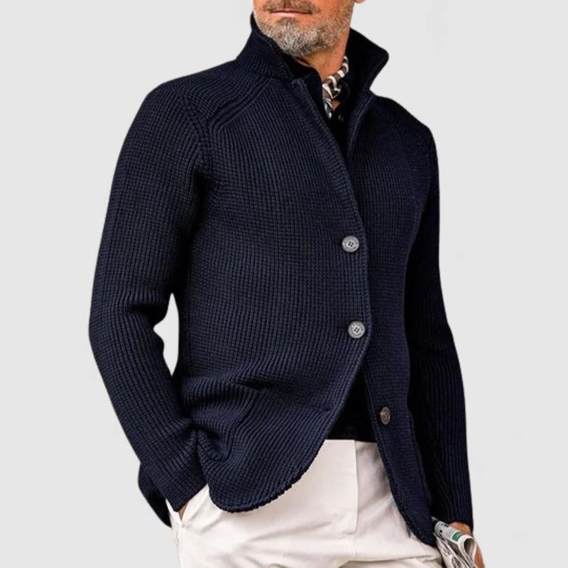 Wavlynn men's knit cardigan button-up front classic fit versatile sweater for casual and formal wear